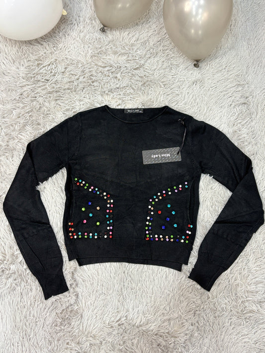 Maglioncino strass colorati