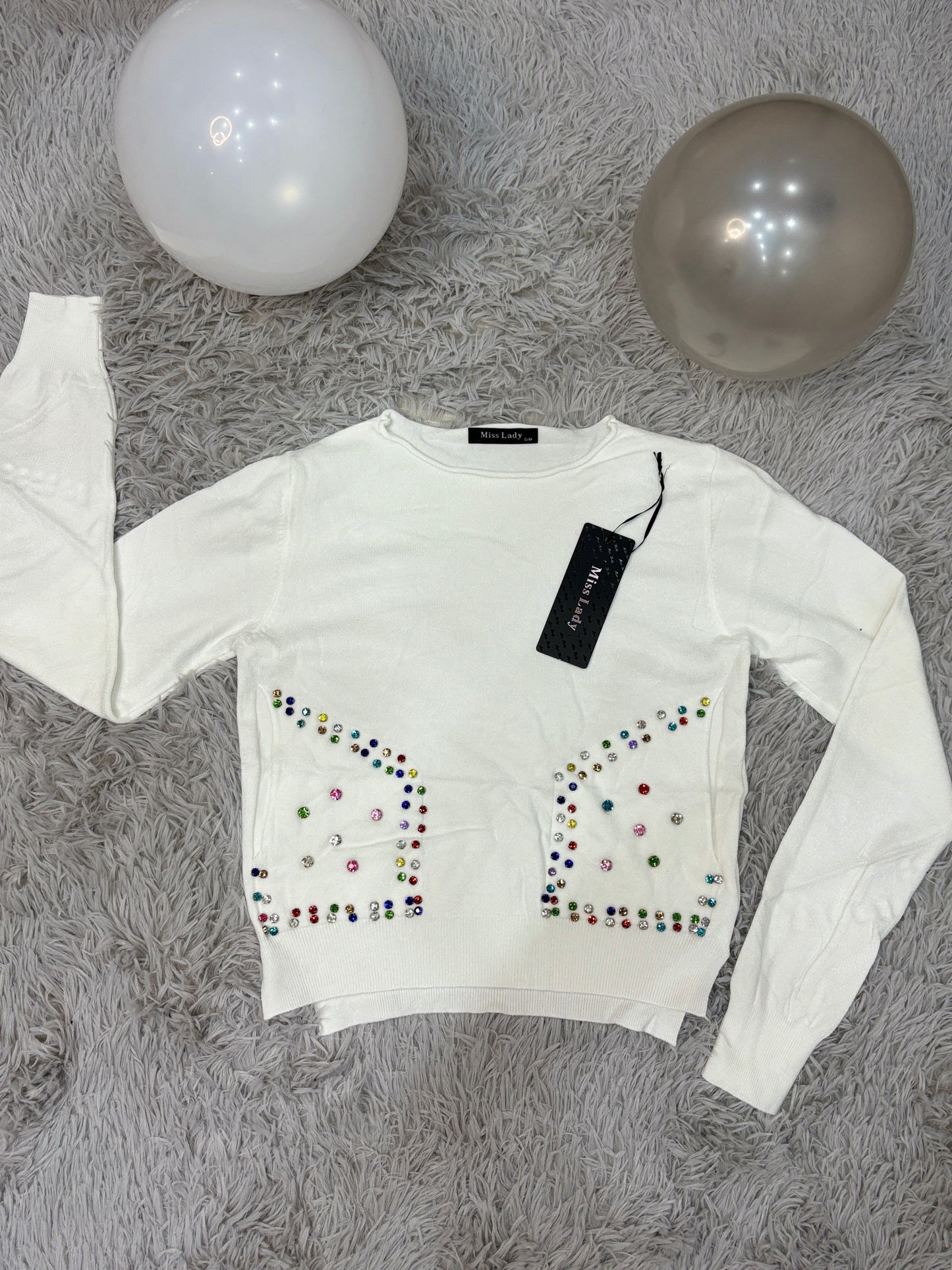 Maglioncino strass colorati